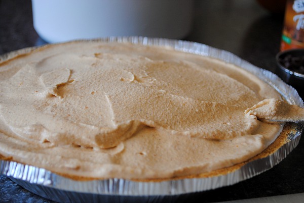 pie filled with pumpkin ice-cream