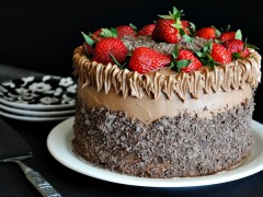 Thumbnail image for Chocolate Cake with Chocolate Swiss Meringue Buttercream and Strawberries