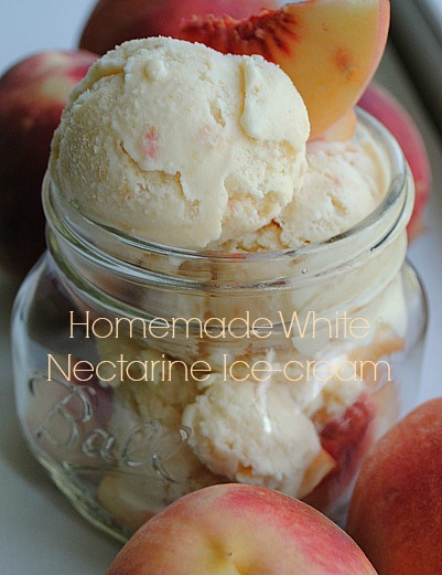 Homemade white nectarine ice-cream|www.you-made-that.com