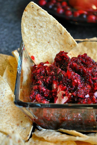 cranberry salsa over cream cheese | you-made-that.com