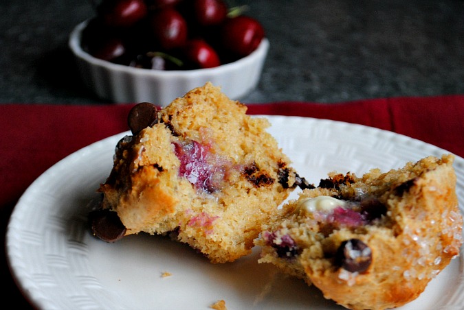 Chocolate chip cherry muffins |www.you-made-that.com