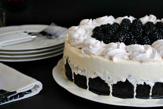 Fudge Ribboned Blackberry & Vanilla bean Ice-Cream Dessert|www.you-made-that.com