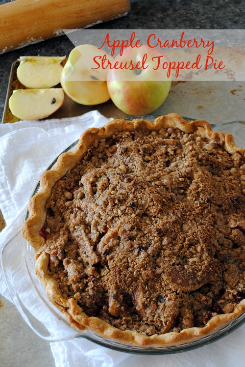 Apple cranberry streusel topped pie|you-made-that.com