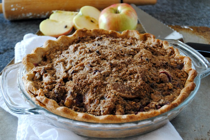 Apple cranberry streusel topped pie | you-made-that.com