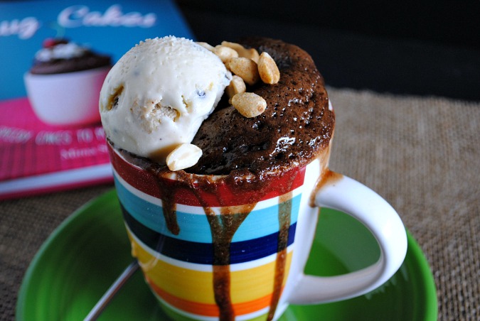 Chocolate & Peanut butter Mug Cake | you-made-that.com